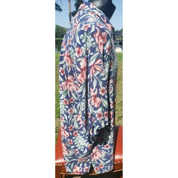 Banana Cabana 100% SILK Mens XXL 2XL Hawaiian Short Sleeve Button Up Shirt Blue - Picture 9 of 14